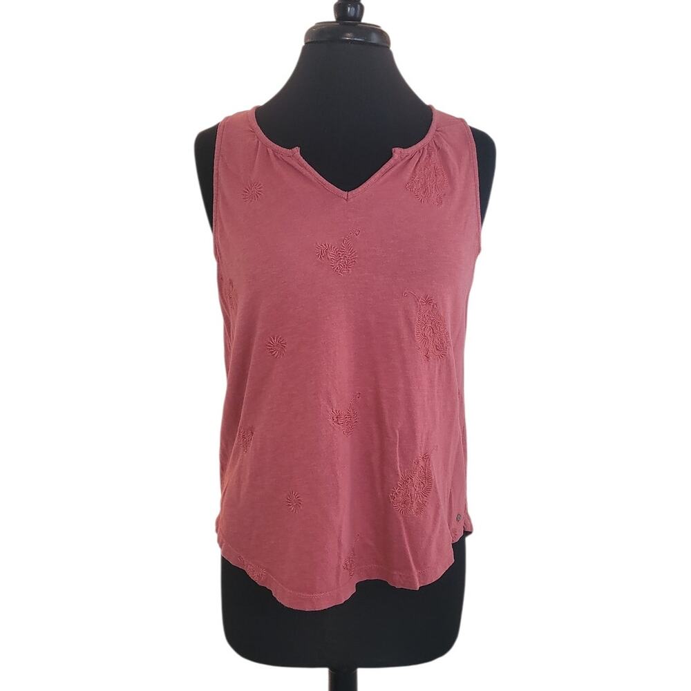 Eddie Bauer Coral Embroidered Sleeveless Blouse Small
